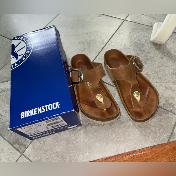 Birkenstock Big Buckle Gizeh Cognac - Picture 1 of 5
